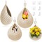 3-Pack Hanging Fruit Baskets for Kitchen – Boho Handwoven Teardrop Storage Baskets with 6 Strong Hooks for Onions, Fruits, Vegetables, and Potatoes (White)